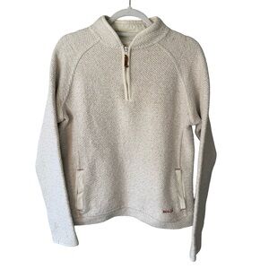 Weird Fish Textured Cream Quarter-Zip Pullover Hoodie Size 12 Cozy Neutral